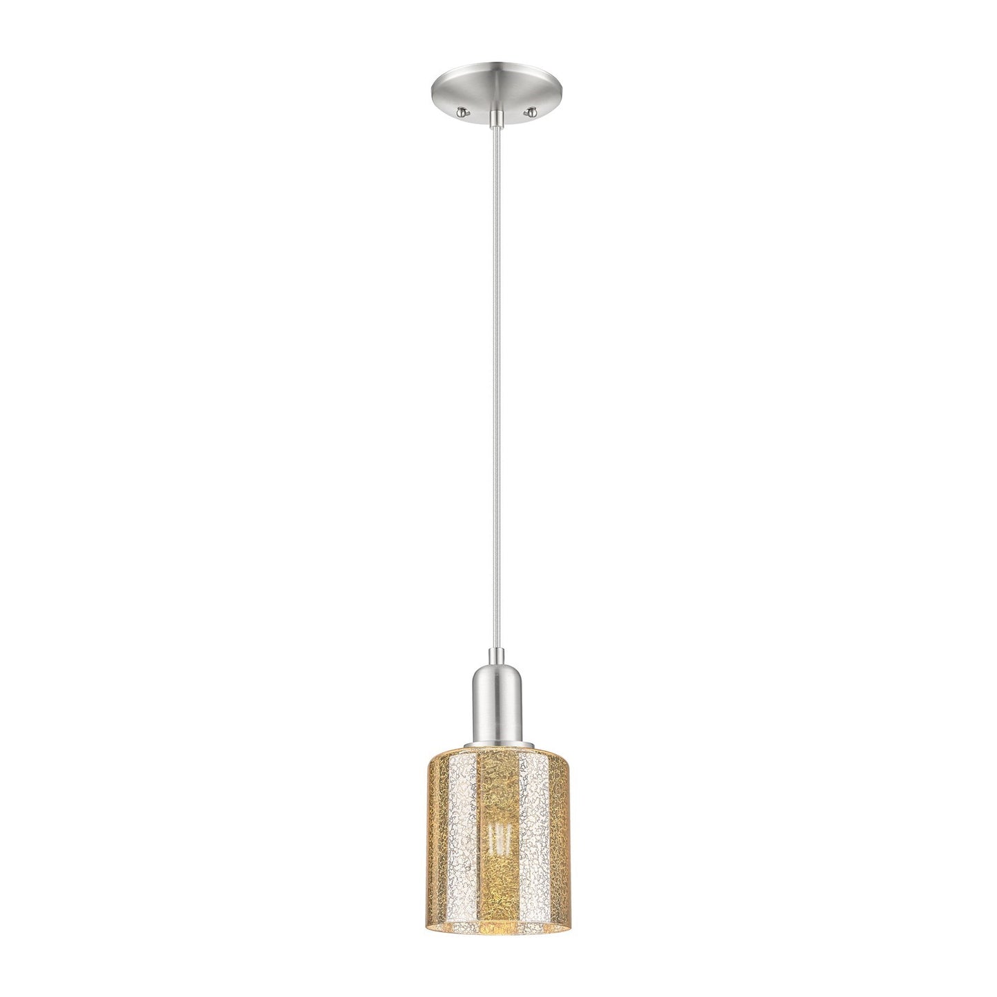 Innovations Cobbleskill 5in 1-Light Mini Pendant | Industrial Brushed Satin Nickel Steel and Mercury Glass | Kitchen Island & | Model 716-1P-SN-G116