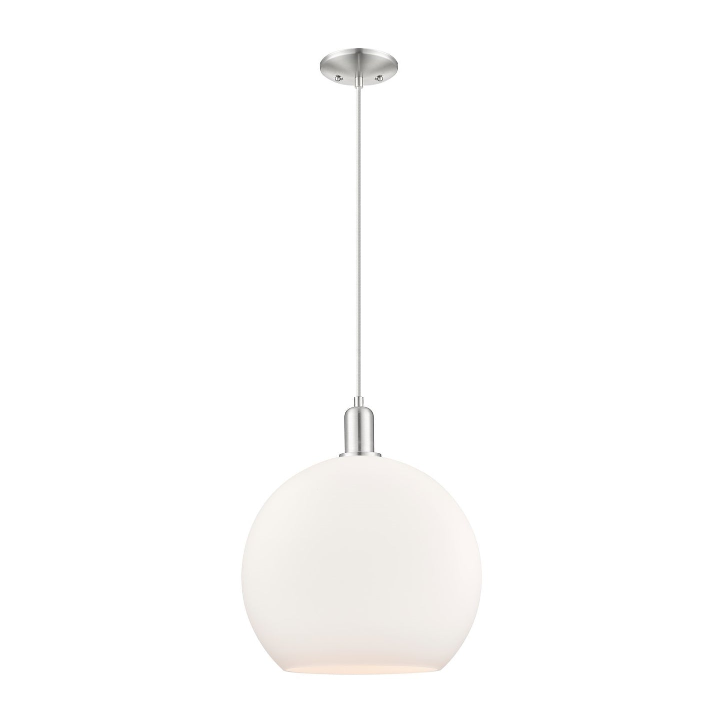 Innovations Athens 14in 1-Light Mini Pendant | Industrial Brushed Satin Nickel and Matte White Glass | Kitchen Island & Dining | Model 716-1P-SN-G121-14