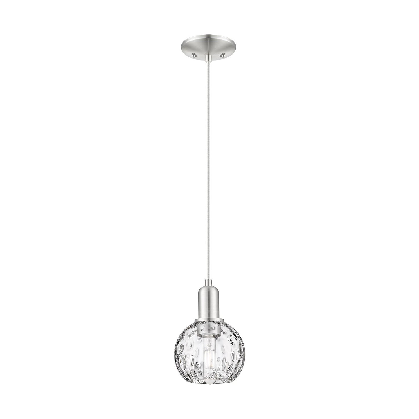 Innovations Athens Water Glass 6in 1-Light Mini Pendant | Industrial Brushed Satin Nickel and Clear Glass | Kitchen Island & | Model 716-1P-SN-G1215-6