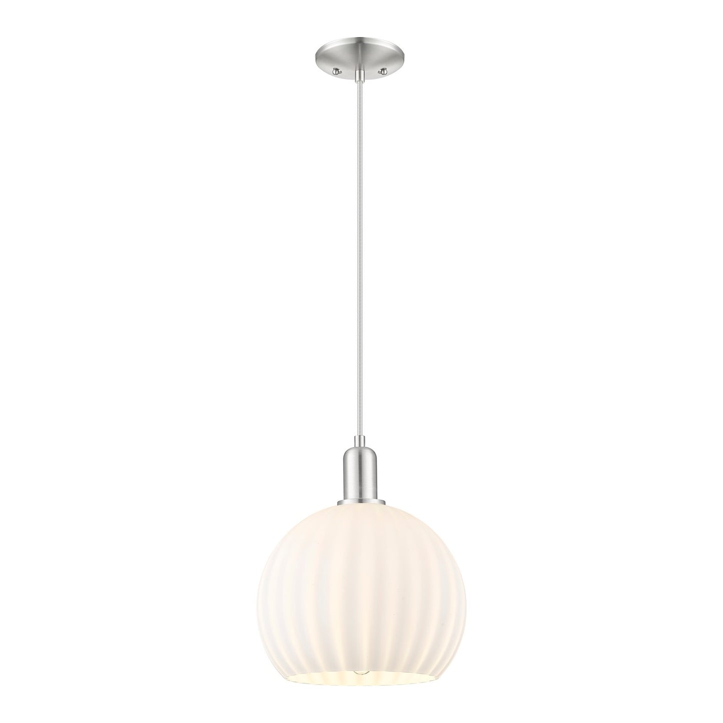 Innovations Lighting Arcadia 10in 1-Light Mini Pendant | Industrial Brushed Satin Nickel and White Venetian Glass | Kitchen | Model 716-1P-SN-G1217-10WV