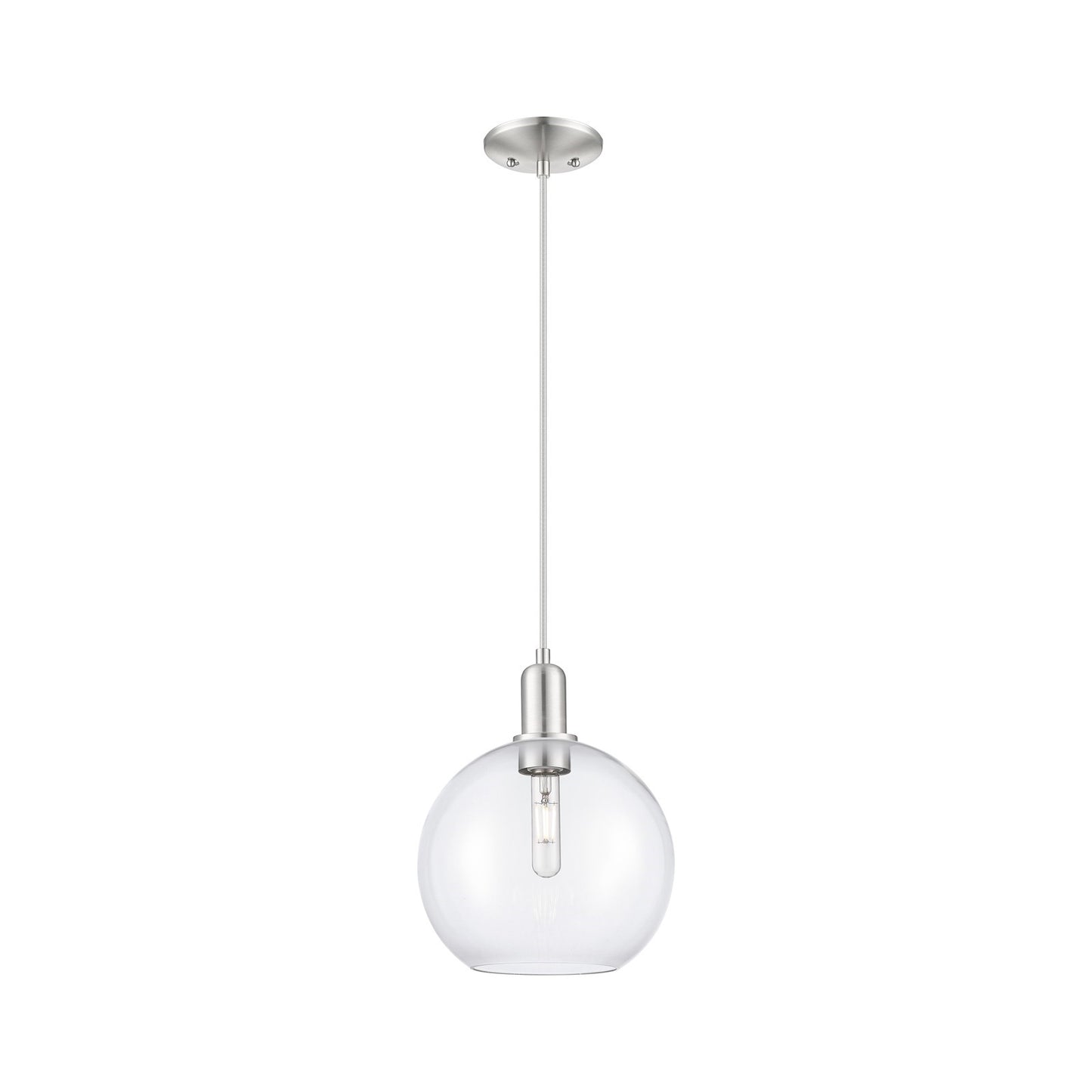 Innovations Athens 10in 1-Light Mini Pendant | Industrial Brushed Satin Nickel Steel and Clear Glass | Kitchen Island & Dining | Model 716-1P-SN-G122-10