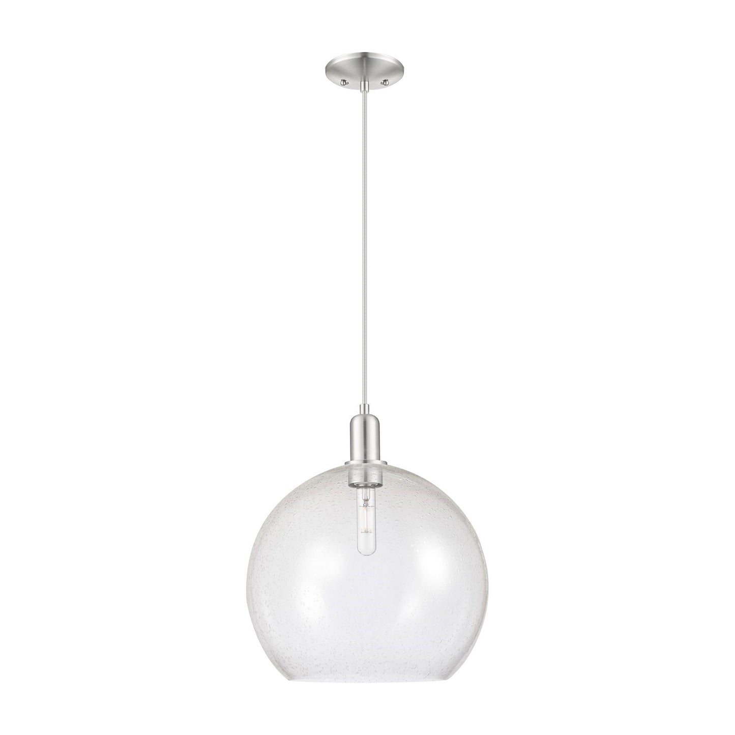 Innovations Athens 14in 1-Light Mini Pendant | Industrial Brushed Satin Nickel Steel and Seedy Glass | Kitchen Island & Dining | Model 716-1P-SN-G124-14