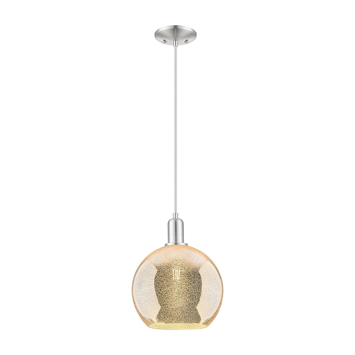 Innovations Athens 12in 1-Light Mini Pendant | Industrial Brushed Satin Nickel Steel and Mercury Glass | Kitchen Island & Dining | Model 716-1P-SN-G128-12