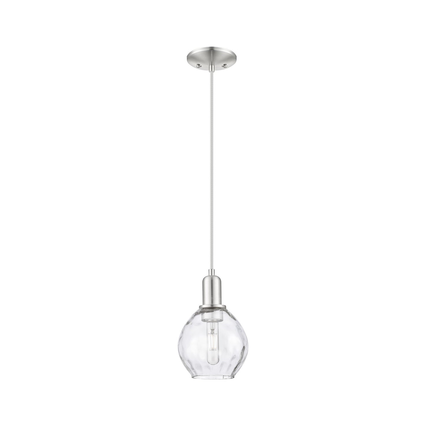 Innovations Waverly 6in 1-Light Mini Pendant | Industrial Brushed Satin Nickel Steel and Clear Water Glass | Kitchen Island & | Model 716-1P-SN-G362