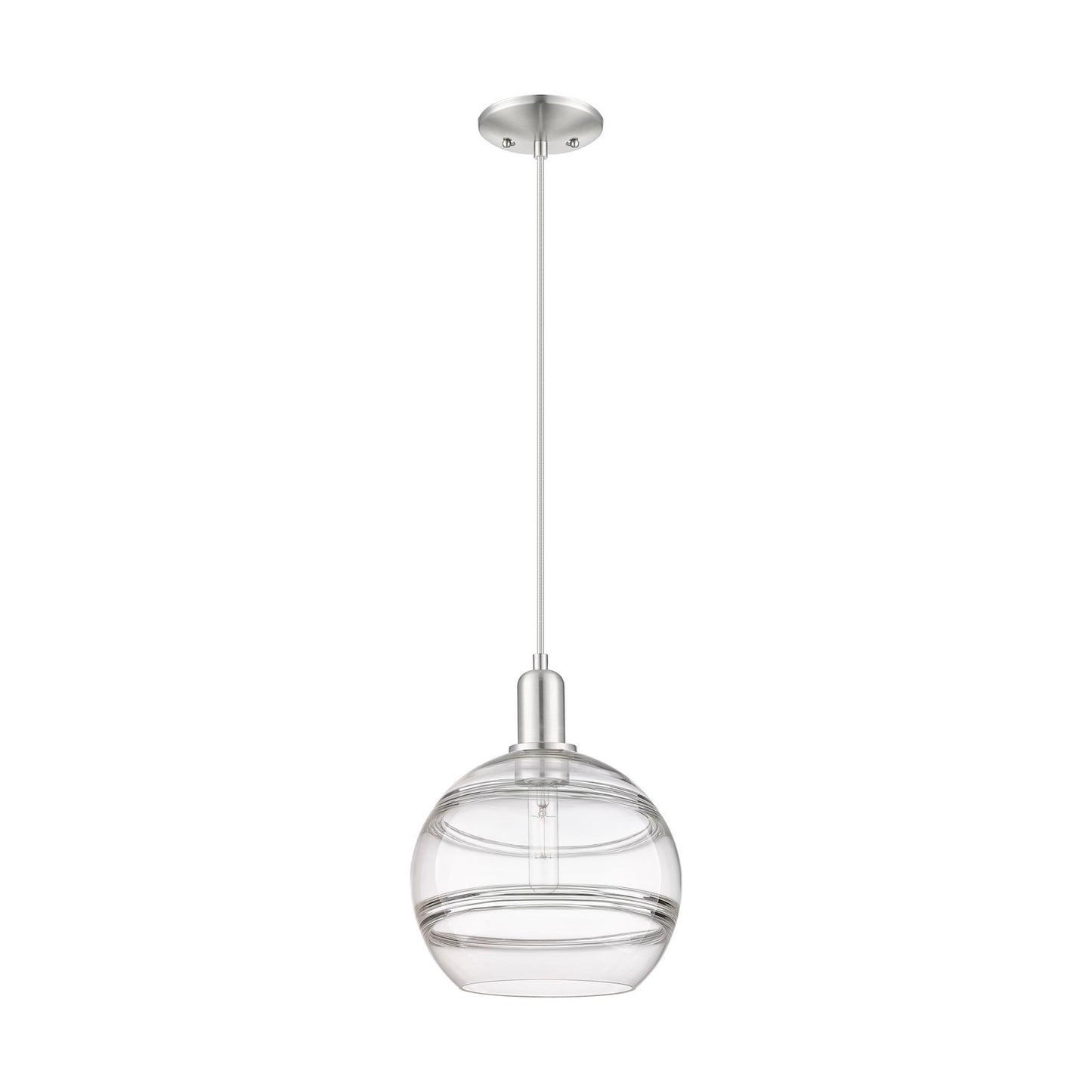 Innovations Rochester 10in 1-Light Mini Pendant | Industrial Brushed Satin Nickel Steel and Clear Glass | Kitchen Island & | Model 716-1P-SN-G556-10CL