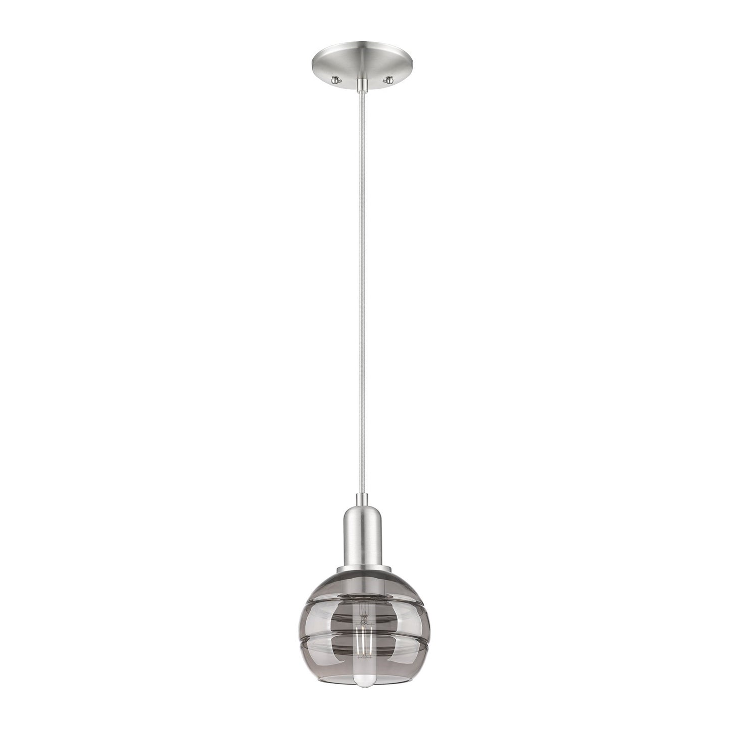 Innovations Rochester 6in 1-Light Mini Pendant | Industrial Brushed Satin Nickel and Light Smoke Glass | Kitchen Island & | Model 716-1P-SN-G556-6SM