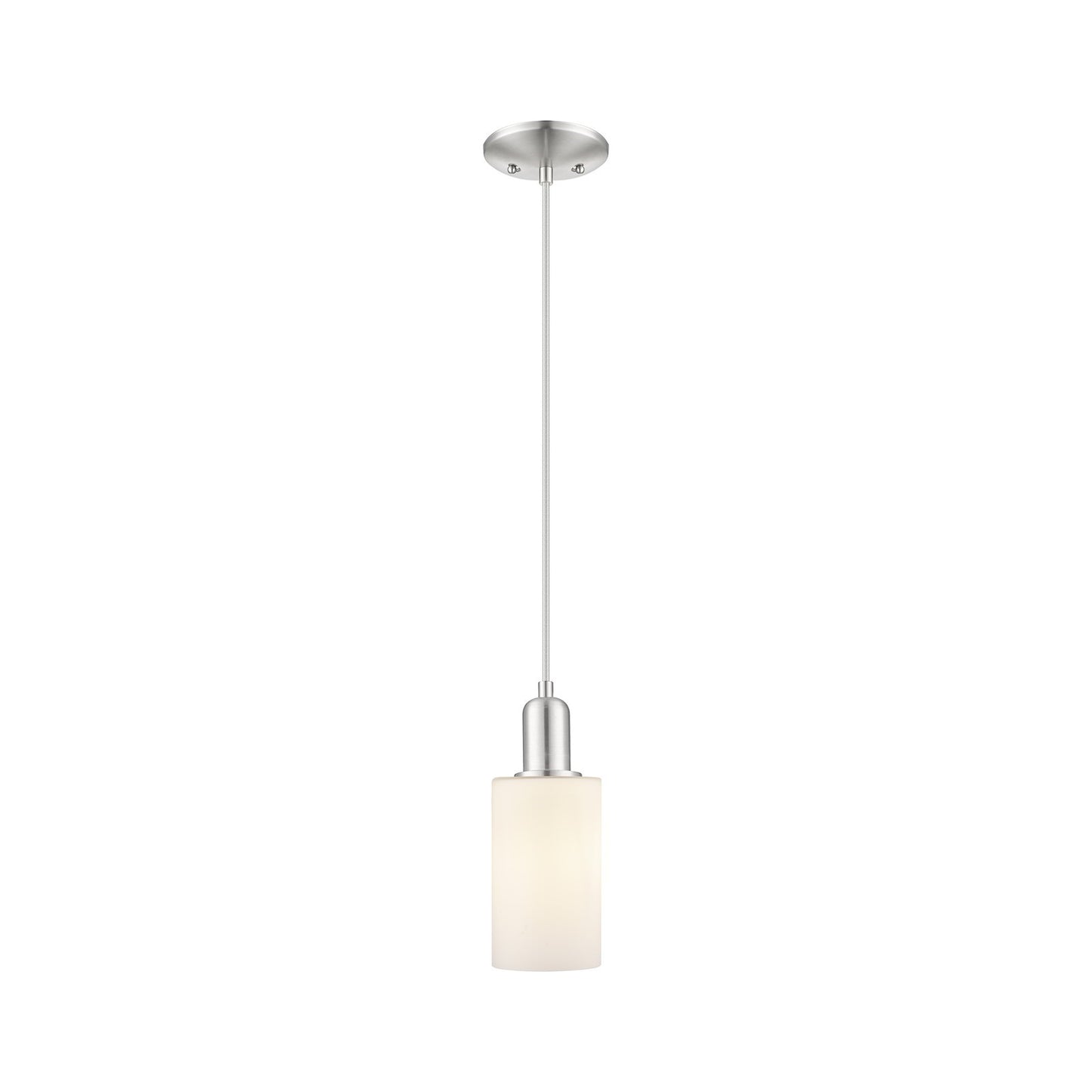 Innovations Clymer 4in 1-Light Mini Pendant | Industrial Brushed Satin Nickel and Matte White Glass | Kitchen Island & Dining Room | Model 716-1P-SN-G801