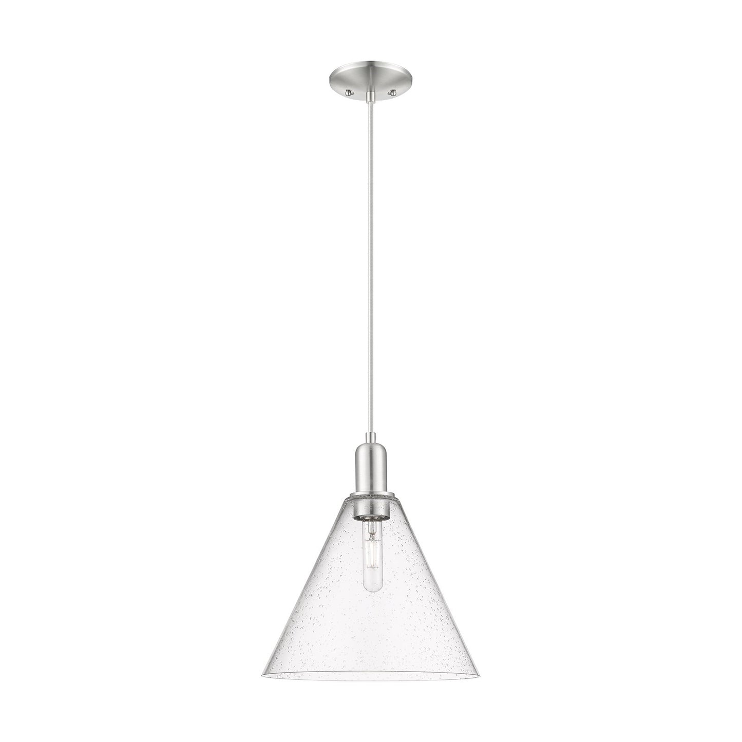 Innovations Berkshire Glass 12in 1-Light Mini Pendant | Industrial Brushed Satin Nickel and Seedy Glass | Kitchen Island & | Model 716-1P-SN-GBC-124
