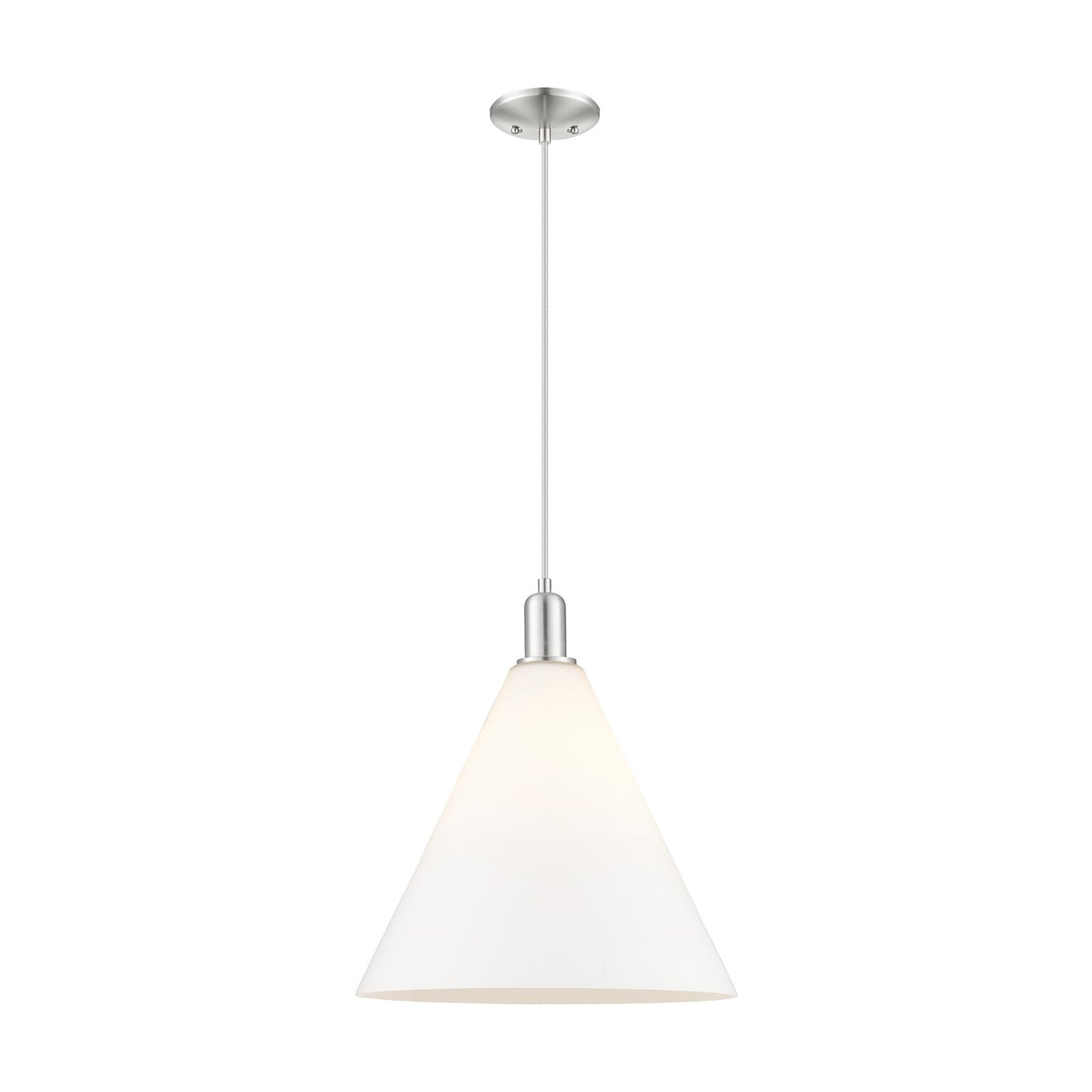 Innovations Berkshire Glass 16in 1-Light Mini Pendant | Industrial Brushed Satin Nickel and Matte White Glass | Kitchen Island & | Model 716-1P-SN-GBC-161