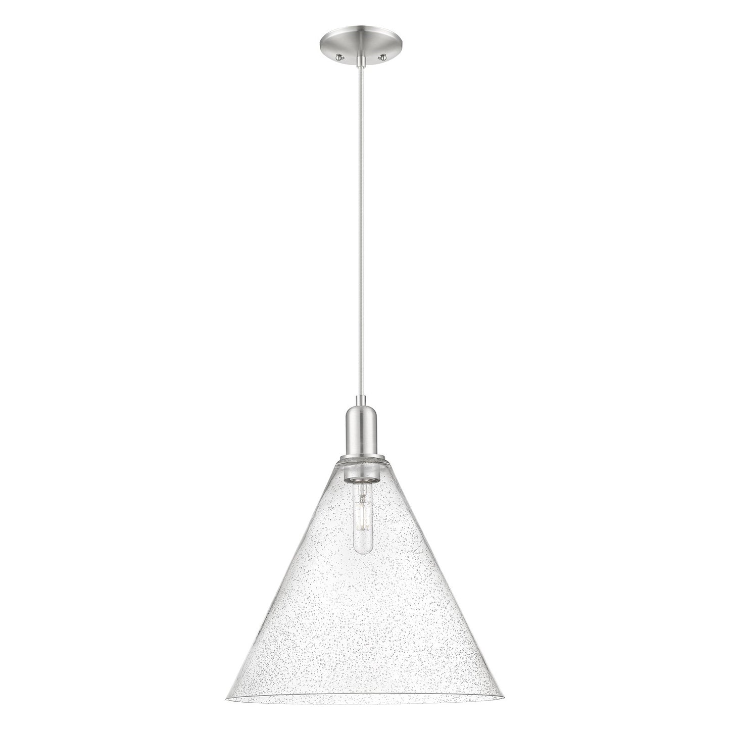 Innovations Berkshire Glass 16in 1-Light Mini Pendant | Industrial Brushed Satin Nickel and Seedy Glass | Kitchen Island & | Model 716-1P-SN-GBC-164