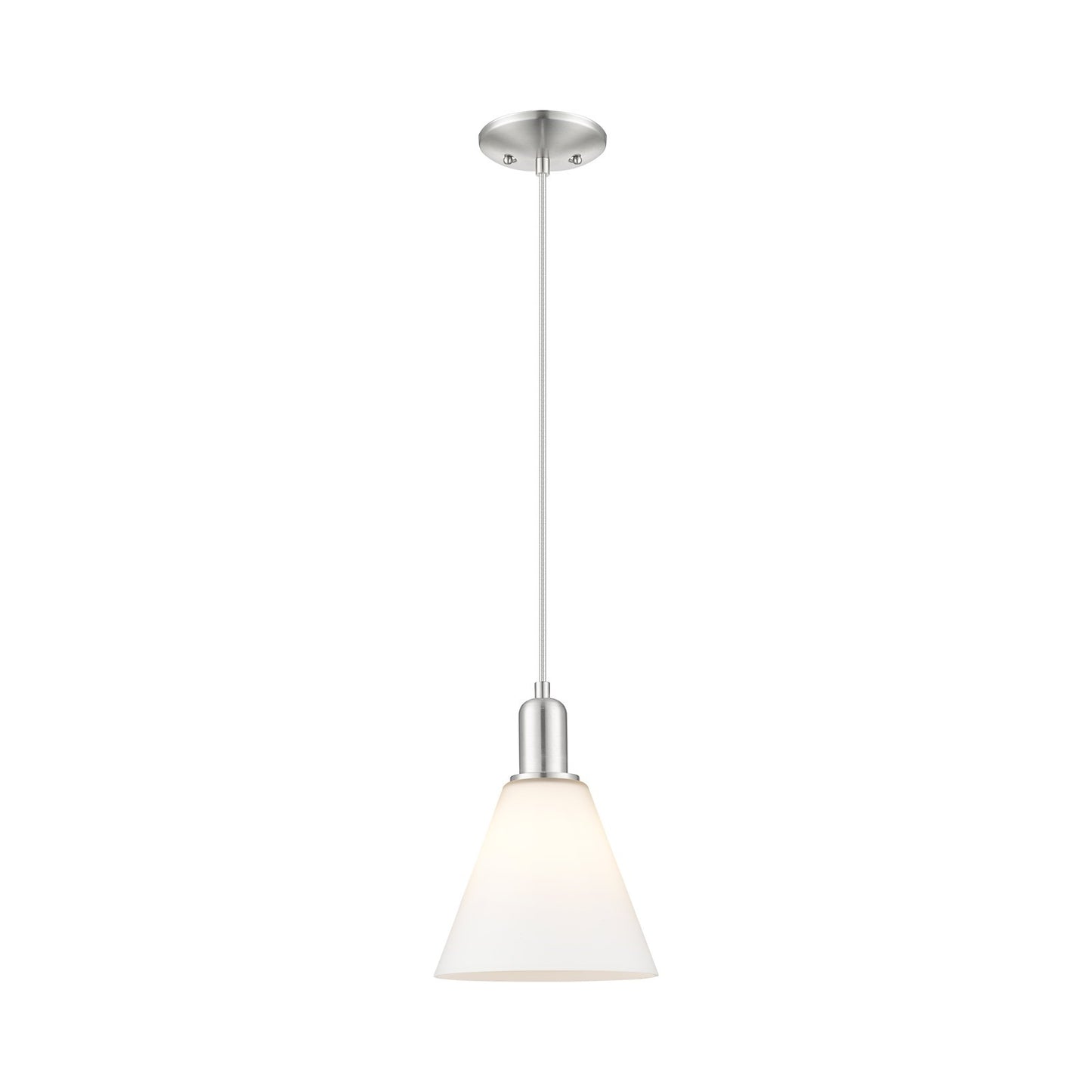 Innovations Berkshire Glass 8in 1-Light Mini Pendant | Industrial Brushed Satin Nickel and Matte White Glass | Kitchen Island & | Model 716-1P-SN-GBC-81