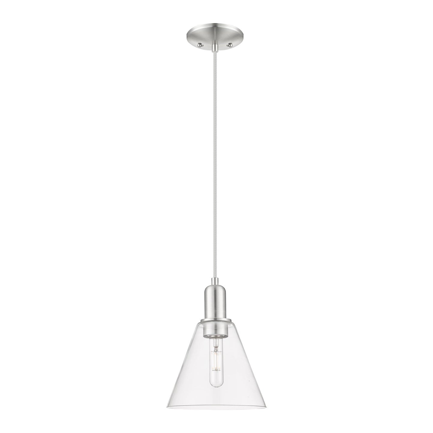 Innovations Berkshire Glass 8in 1-Light Mini Pendant | Industrial Brushed Satin Nickel and Clear Glass | Kitchen Island & Dining | Model 716-1P-SN-GBC-82