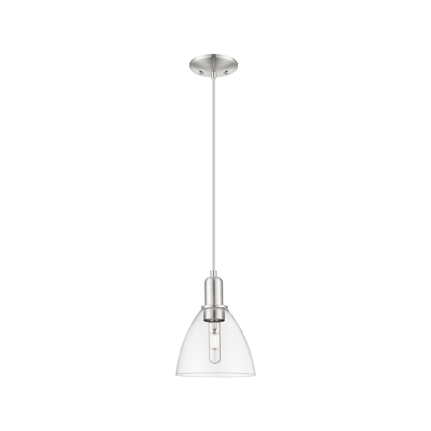 Innovations Bristol 8in 1-Light Mini Pendant | Industrial Brushed Satin Nickel and Clear Glass | Kitchen Island & Dining Room | Model 716-1P-SN-GBD-752