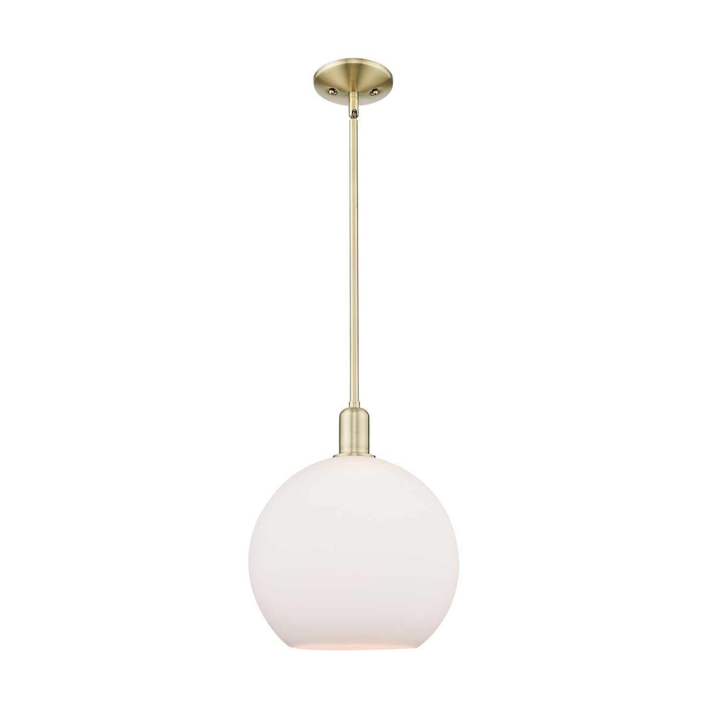 Innovations Athens 12in 1-Light Mini Pendant | Industrial Antique Brass and Matte White Glass | Kitchen Island & Dining Room | Model 716-1S-AB-G121-12