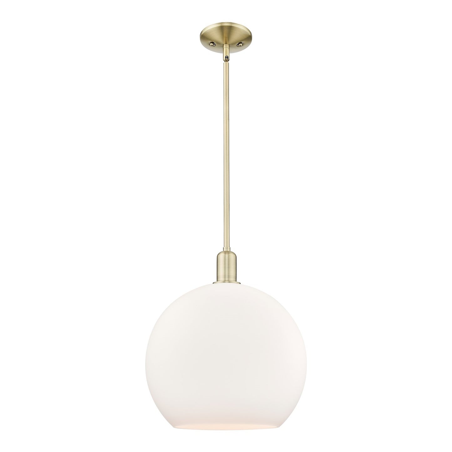Innovations Athens 14in 1-Light Mini Pendant | Industrial Antique Brass and Matte White Glass | Kitchen Island & Dining Room | Model 716-1S-AB-G121-14