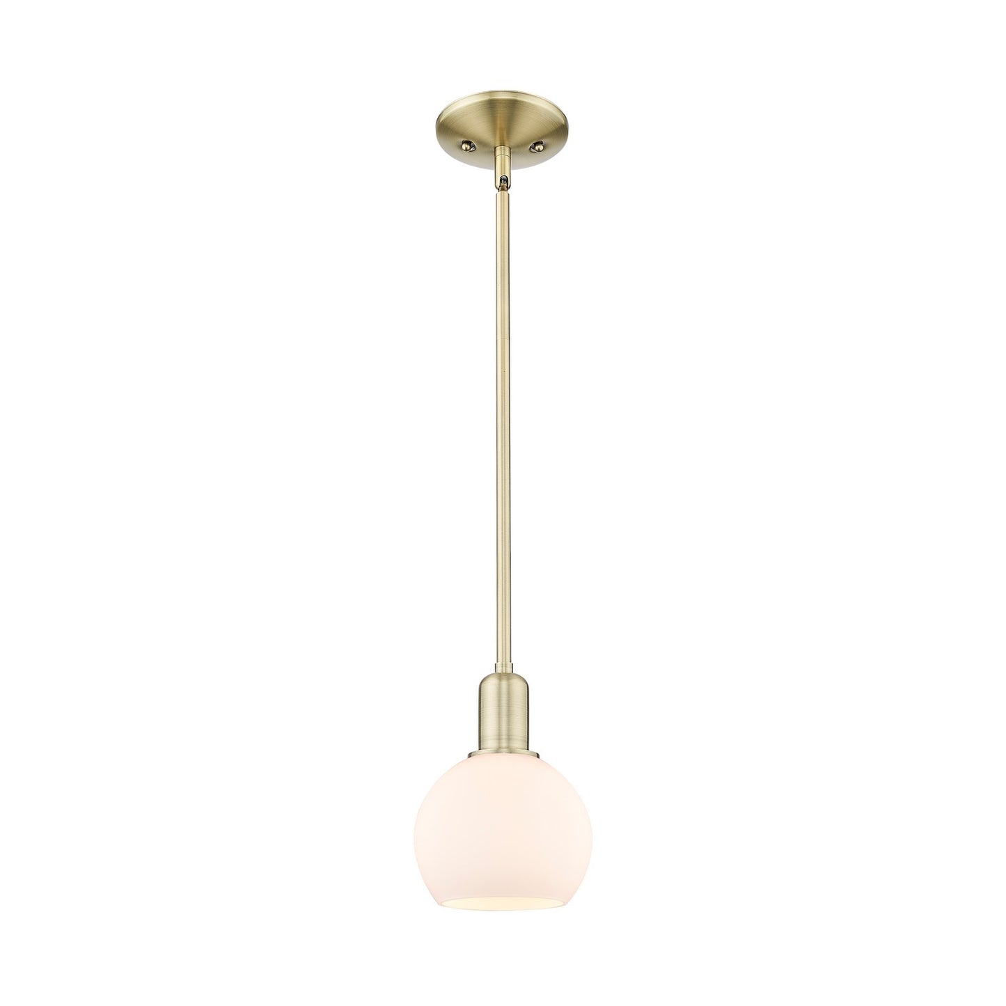 Innovations Athens 6in 1-Light Mini Pendant | Industrial Antique Brass and Matte White Glass | Kitchen Island & Dining Room | Model 716-1S-AB-G121-6