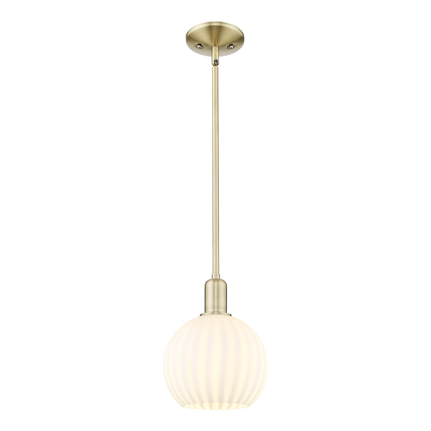 Innovations Lighting Arcadia 8in 1-Light Mini Pendant | Industrial Antique Brass and White Venetian Glass | Kitchen Island & | Model 716-1S-AB-G1217-8WV