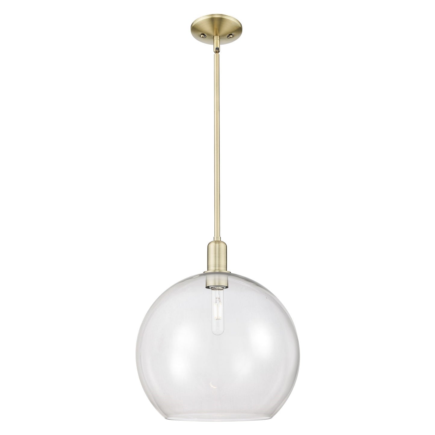 Innovations Athens 14in 1-Light Mini Pendant | Industrial Antique Brass Steel and Clear Glass | Kitchen Island & Dining Room | Model 716-1S-AB-G122-14