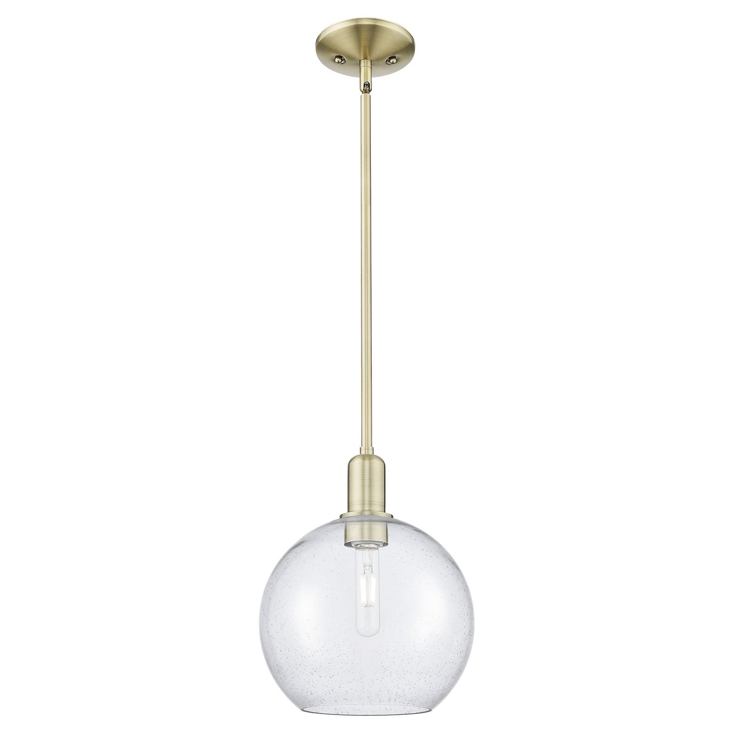 Innovations Athens 10in 1-Light Mini Pendant | Industrial Antique Brass Steel and Seedy Glass | Kitchen Island & Dining Room | Model 716-1S-AB-G124-10