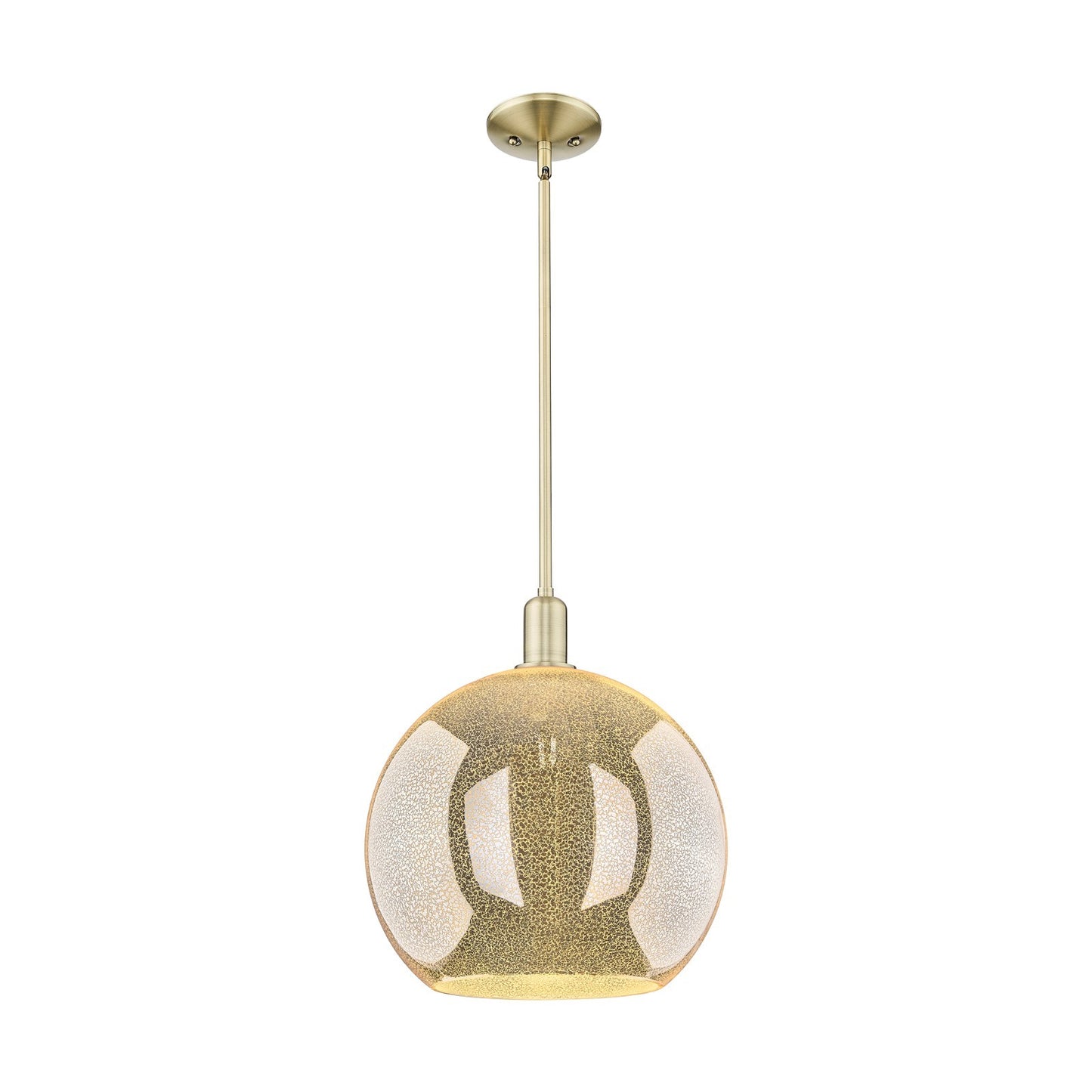 Innovations Athens 14in 1-Light Mini Pendant | Industrial Antique Brass Steel and Mercury Glass | Kitchen Island & Dining Room | Model 716-1S-AB-G128-14