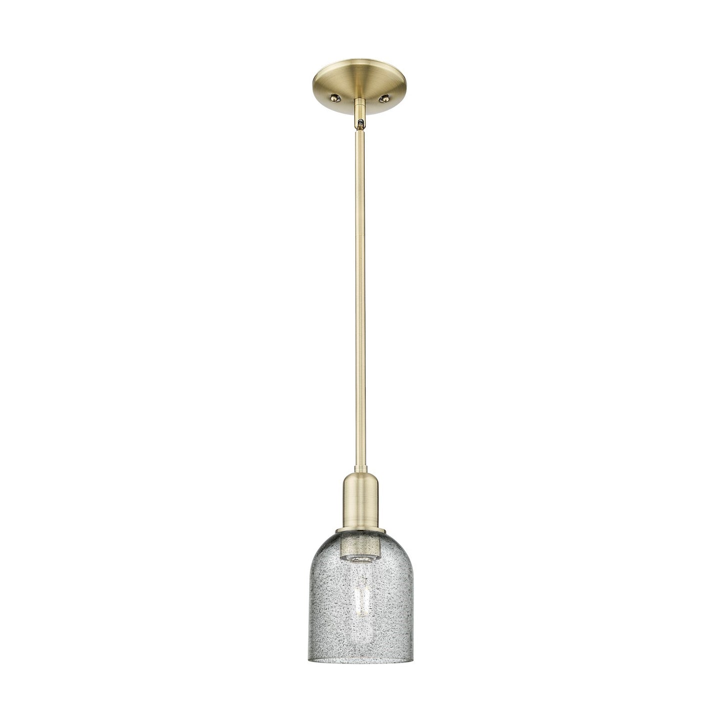 Innovations Caledonia 5in 1-Light Mini Pendant | Industrial Antique Brass and Charcoal Glass | Kitchen Island & Dining Room | 5 x 5 | Model 716-1S-AB-G257