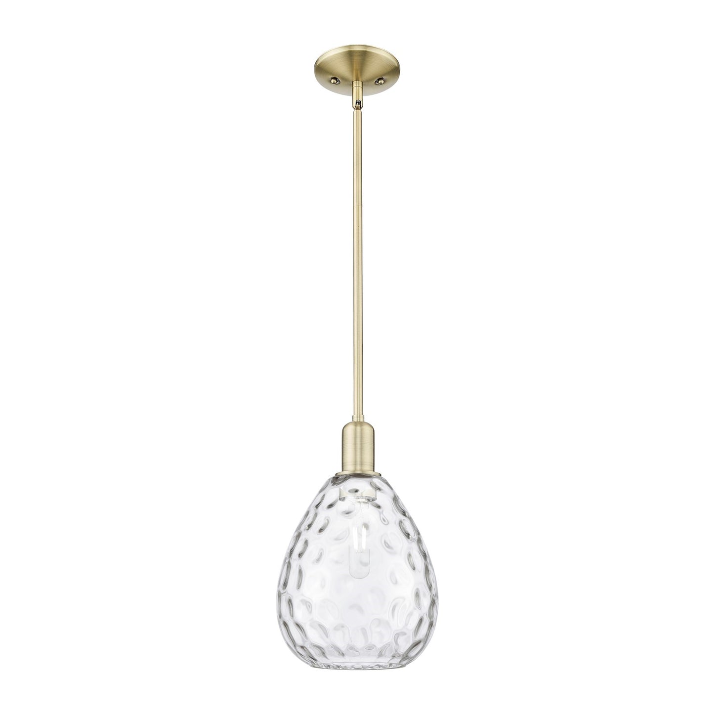Innovations Waverly 8in 1-Light Mini Pendant | Industrial Antique Brass and Clear Glass | Kitchen Island & Dining Room | Damp Rated | Model 716-1S-AB-G372