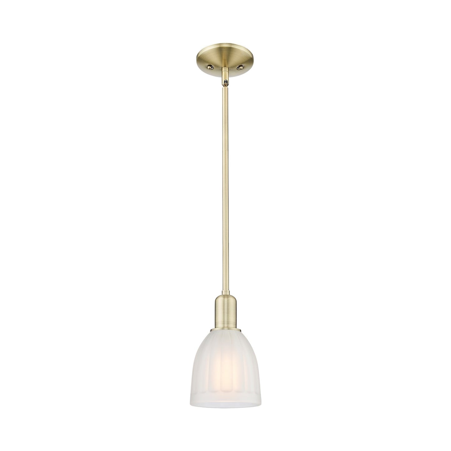 Innovations Brookfield 6in 1-Light Mini Pendant | Industrial Antique Brass and White Frosted Ribbed Glass | Kitchen Island & Dining | Model 716-1S-AB-G441