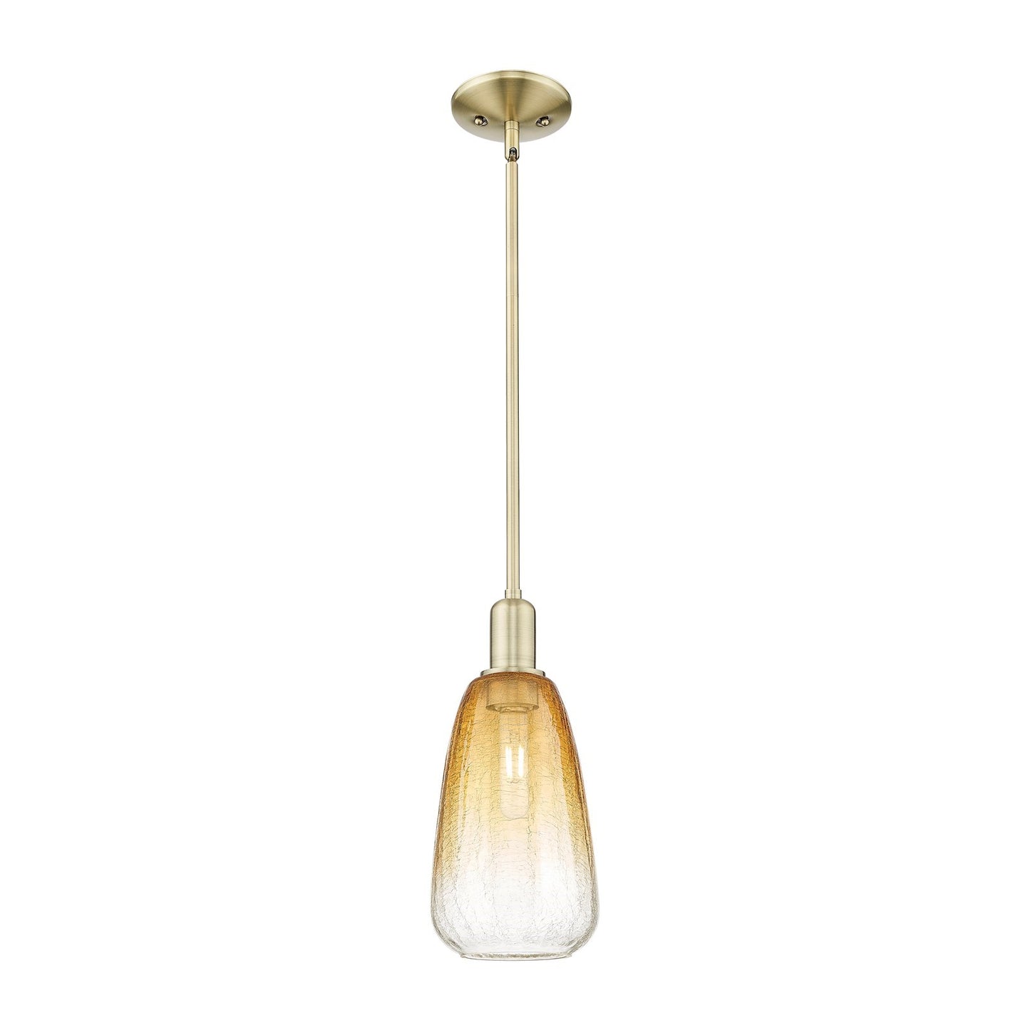Innovations Brookhaven Almond 6in 1-Light Mini Pendant | Industrial Antique Brass and Amber Glass | Kitchen Island & Dining | Model 716-1S-AB-G480-6AM