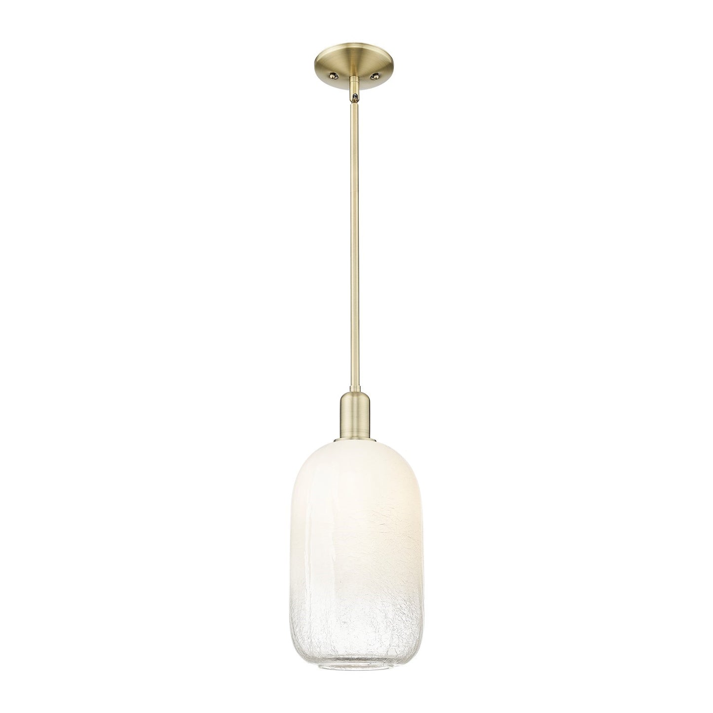Innovations Brookhaven Cloche 7in 1-Light Mini Pendant | Industrial Antique Brass Steel and Opal Glass | Kitchen Island | 7 x 7 | Model 716-1S-AB-G482-7OP
