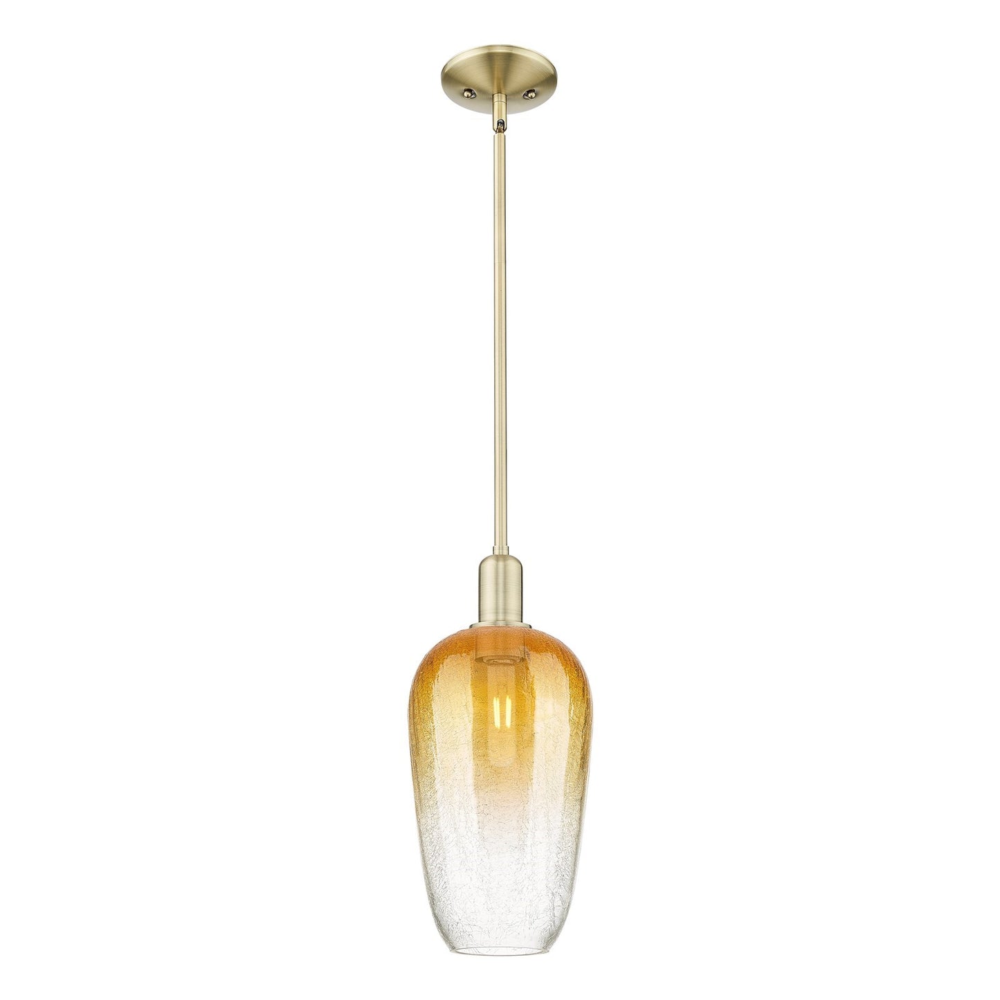 Innovations Brookhaven Flute 7in 1-Light Mini Pendant | Industrial Antique Brass and Amber Glass | Kitchen Island & Dining Room | Model 716-1S-AB-G484-7AM