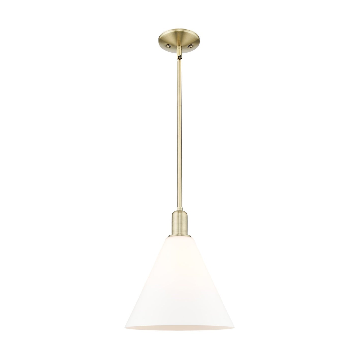 Innovations Berkshire Glass 12in 1-Light Mini Pendant | Industrial Antique Brass Steel and Matte White Glass | Kitchen Island & | Model 716-1S-AB-GBC-121