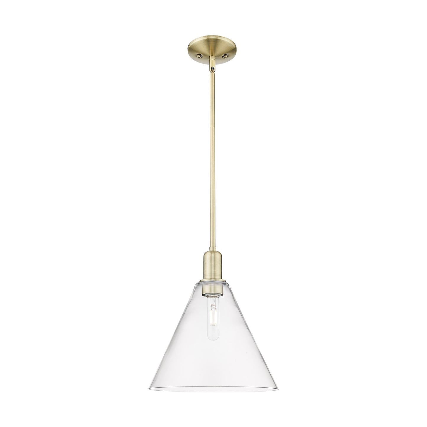 Innovations Berkshire Glass 12in 1-Light Mini Pendant | Industrial Antique Brass and Clear Glass | Kitchen Island & Dining Room | Model 716-1S-AB-GBC-122