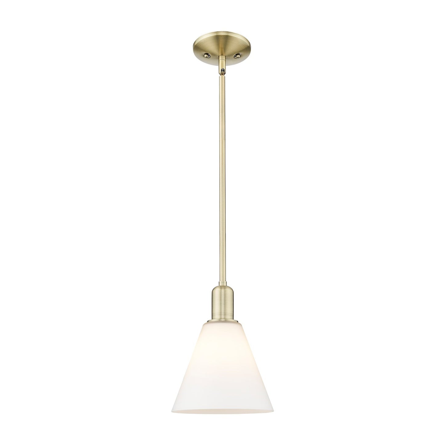 Innovations Berkshire Glass 8in 1-Light Mini Pendant | Industrial Antique Brass Steel and Matte White Glass | Kitchen Island & | Model 716-1S-AB-GBC-81