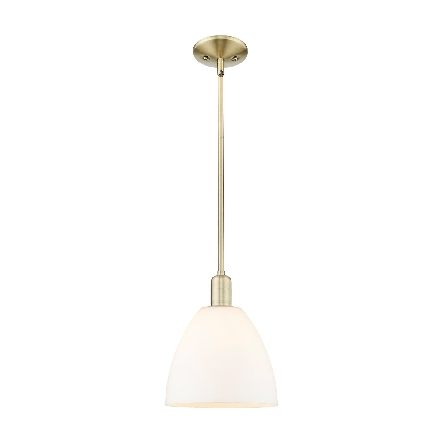 Innovations Bristol 9in 1-Light Mini Pendant | Industrial Antique Brass and Matte White Glass | Kitchen Island & Dining Room | Model 716-1S-AB-GBD-91