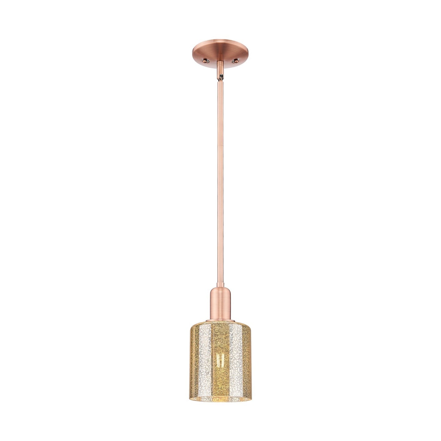 Innovations Cobbleskill 5in 1-Light Mini Pendant | Industrial Antique Copper Steel and Mercury Glass | Kitchen Island & Dining Room | Model 716-1S-AC-G116