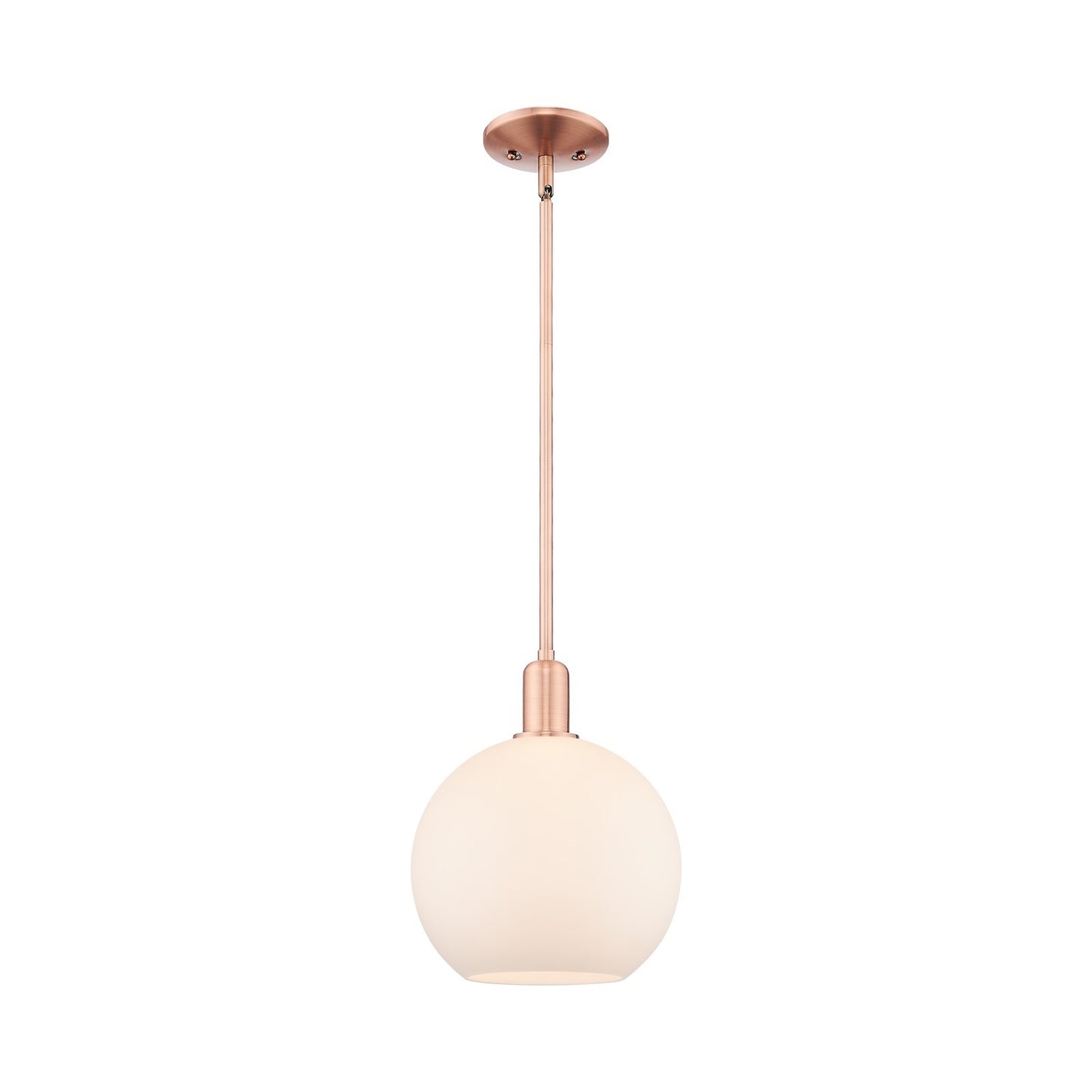 Innovations Athens 10in 1-Light Mini Pendant | Industrial Antique Copper Steel and Matte White Glass | Kitchen Island & Dining | Model 716-1S-AC-G121-10