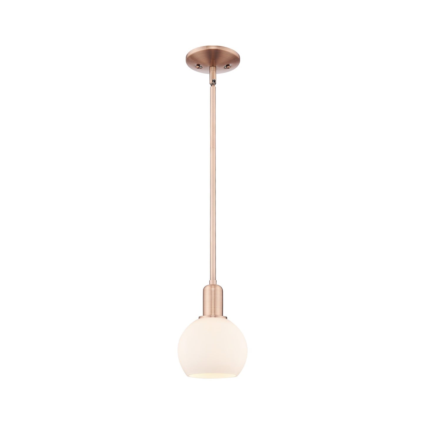 Innovations Athens 6in 1-Light Mini Pendant | Industrial Antique Copper Steel and Matte White Glass | Kitchen Island & Dining | Model 716-1S-AC-G121-6