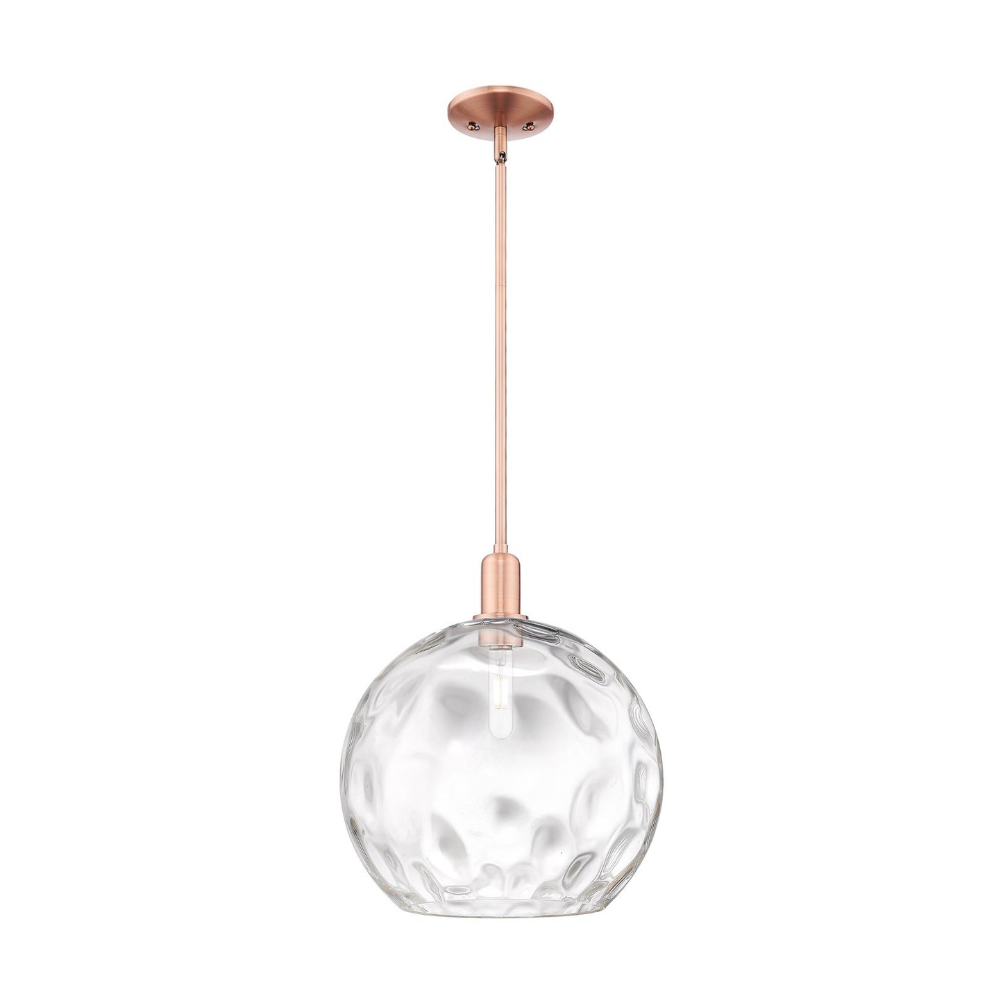 Innovations Athens Water Glass 13in 1-Light Mini Pendant | Industrial Antique Copper and Clear Glass | Kitchen Island & Dining | Model 716-1S-AC-G1215-14