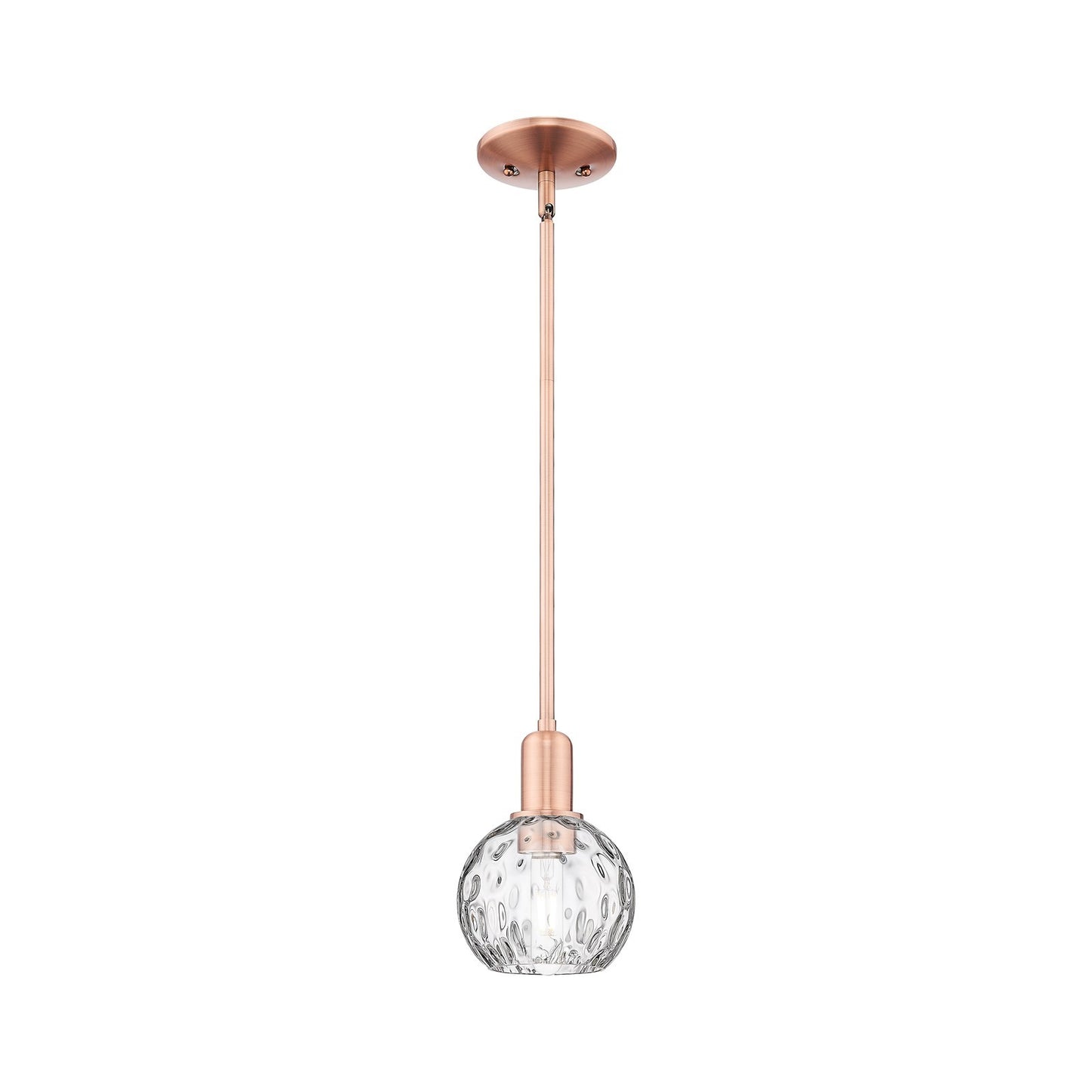 Innovations Athens Water Glass 6in 1-Light Mini Pendant | Industrial Antique Copper Steel and Clear Water Glass | Kitchen Island | Model 716-1S-AC-G1215-6