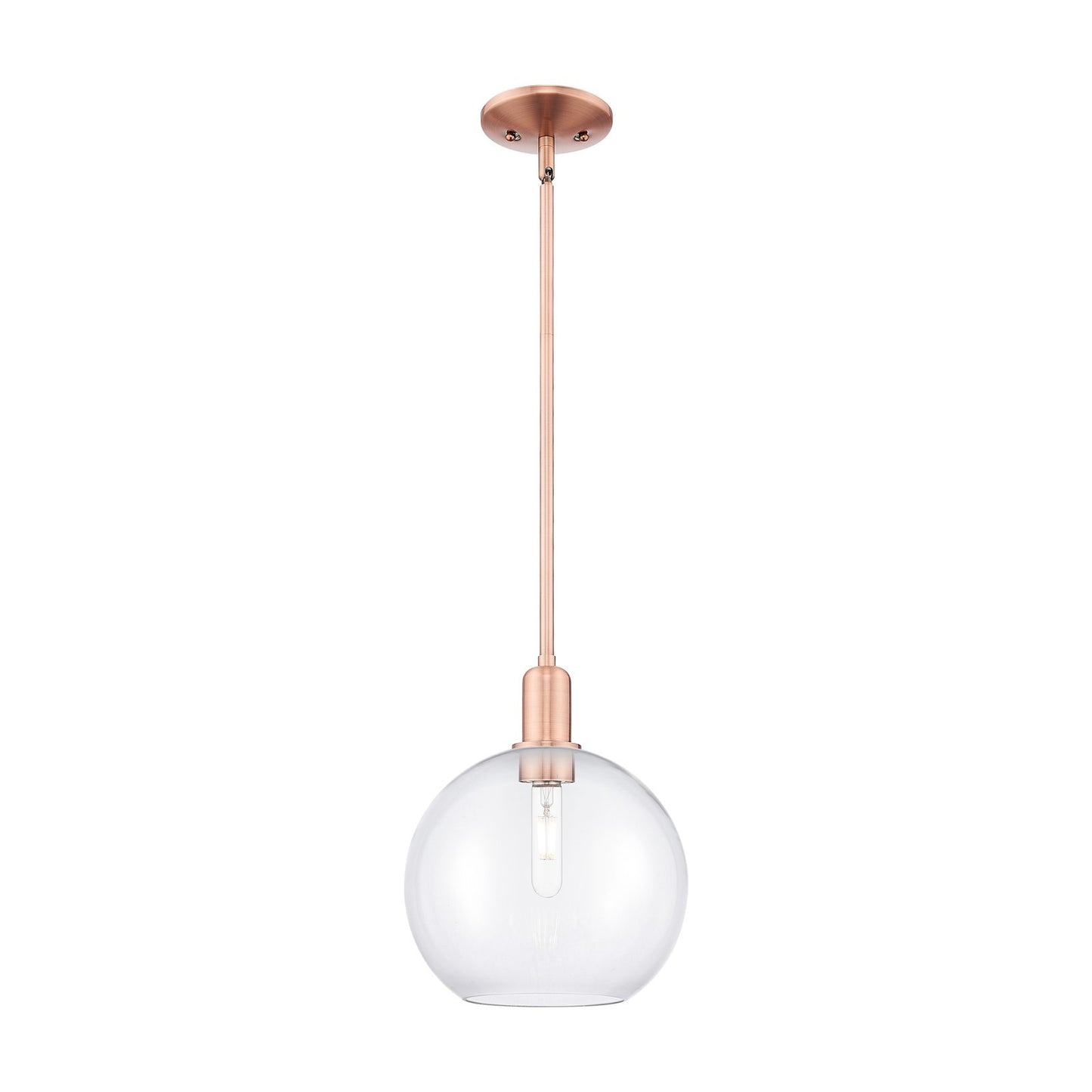 Innovations Athens 10in 1-Light Mini Pendant | Industrial Antique Copper Steel and Clear Glass | Kitchen Island & Dining Room | Model 716-1S-AC-G122-10