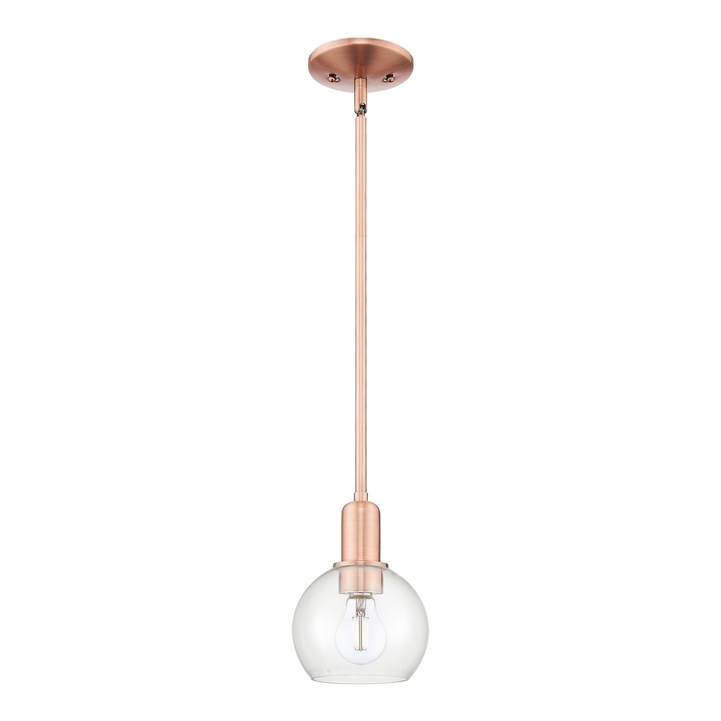 Innovations Athens 6in 1-Light Mini Pendant | Industrial Antique Copper Steel and Clear Glass | Kitchen Island & Dining Room | Model 716-1S-AC-G122-6
