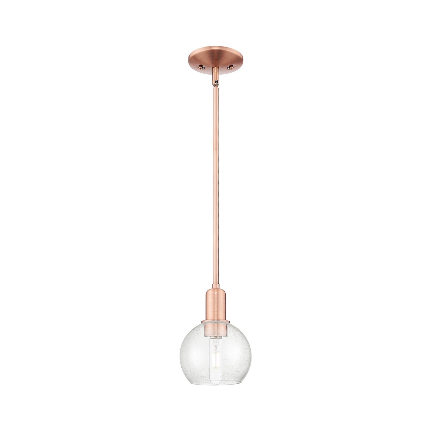 Innovations Athens 6in 1-Light Mini Pendant | Industrial Antique Copper Steel and Seedy Glass | Kitchen Island & Dining Room | Model 716-1S-AC-G124-6