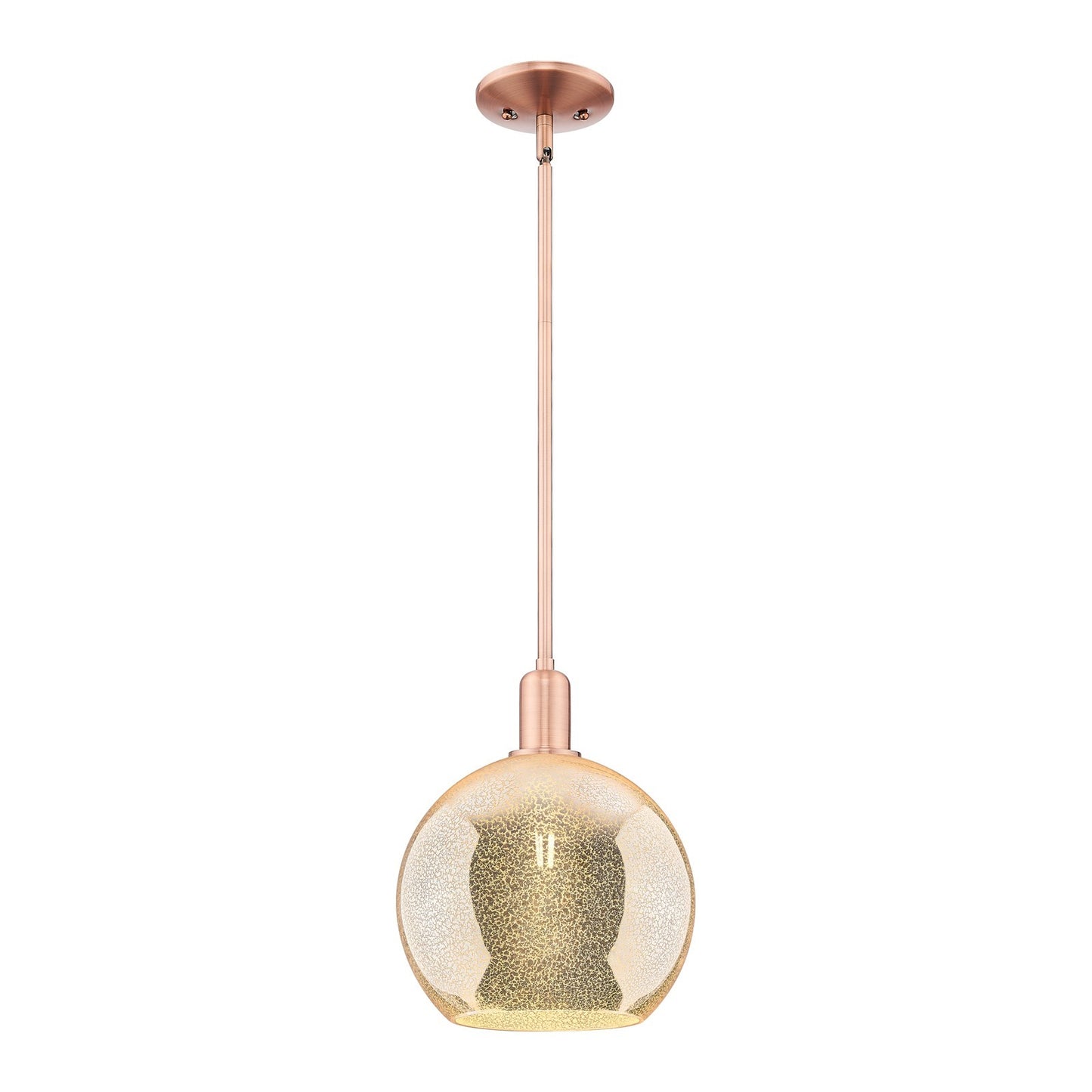 Innovations Athens 10in 1-Light Mini Pendant | Industrial Antique Copper Steel and Mercury Glass | Kitchen Island & Dining Room | Model 716-1S-AC-G128-10