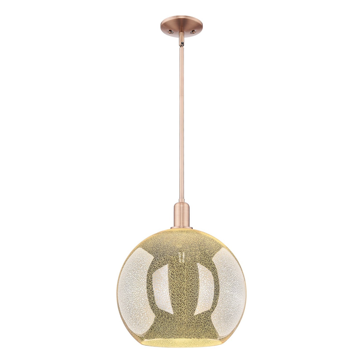 Innovations Athens 14in 1-Light Mini Pendant | Industrial Antique Copper Steel and Mercury Glass | Kitchen Island & Dining Room | Model 716-1S-AC-G128-14