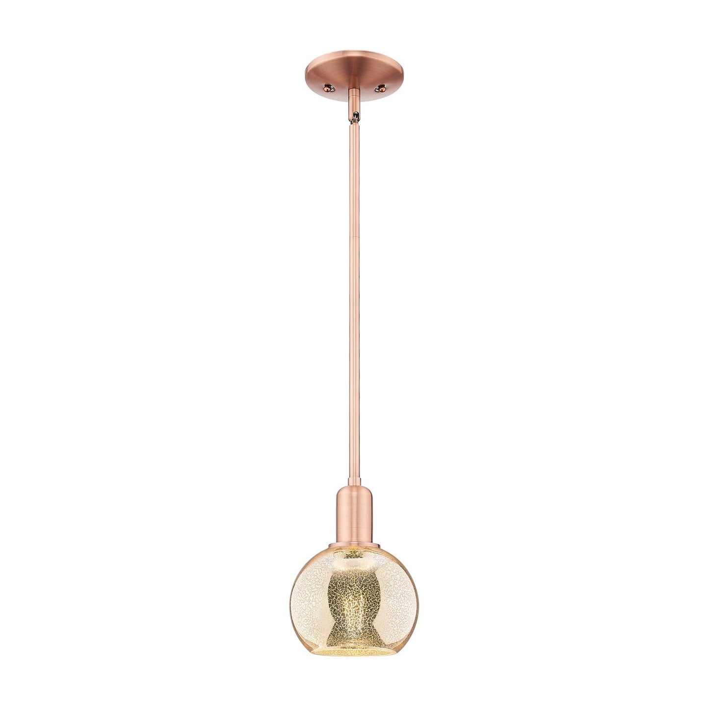 Innovations Athens 6in 1-Light Mini Pendant | Industrial Antique Copper Steel and Mercury Glass | Kitchen Island & Breakfast Nook | Model 716-1S-AC-G128-6