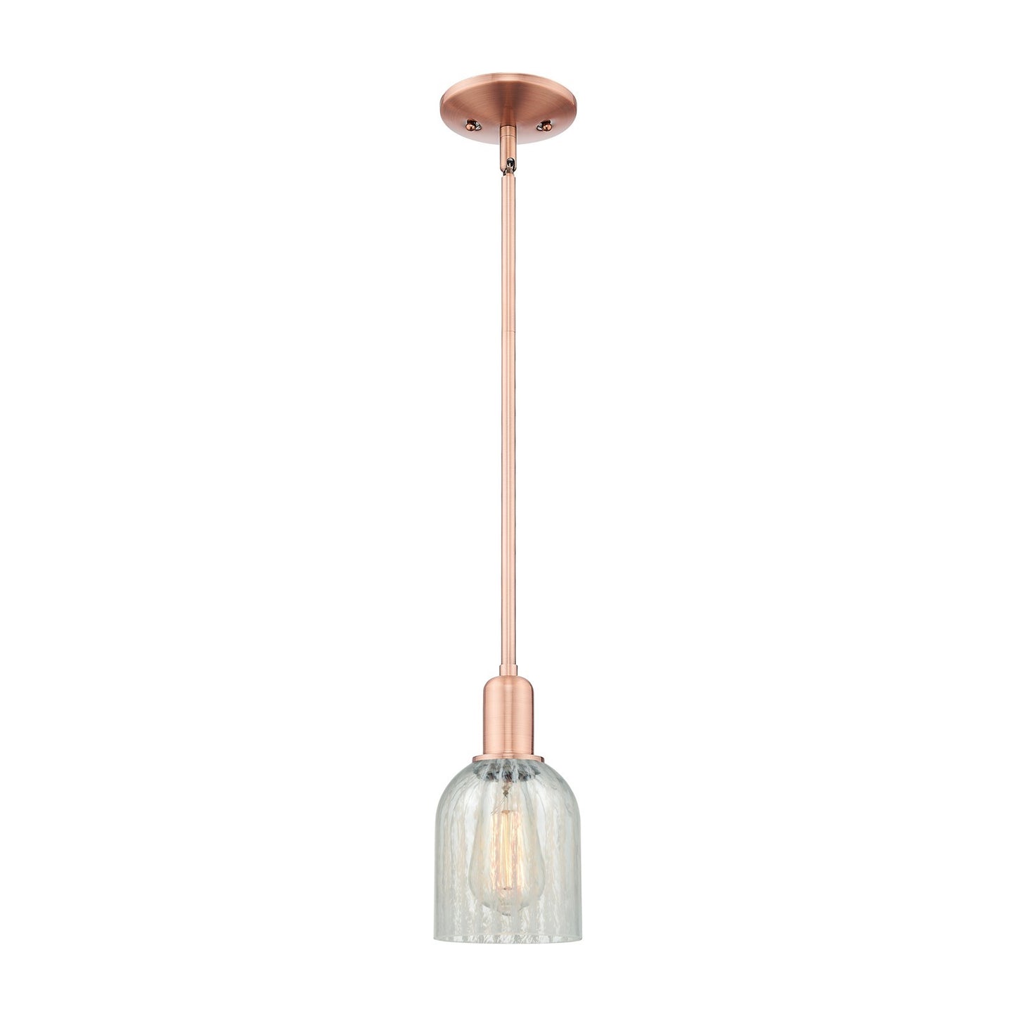 Innovations Caledonia 5in 1-Light Mini Pendant | Industrial Antique Copper and Mouchette Glass | Kitchen Island | 5 x 5 x 9.62 in | Model 716-1S-AC-G2511