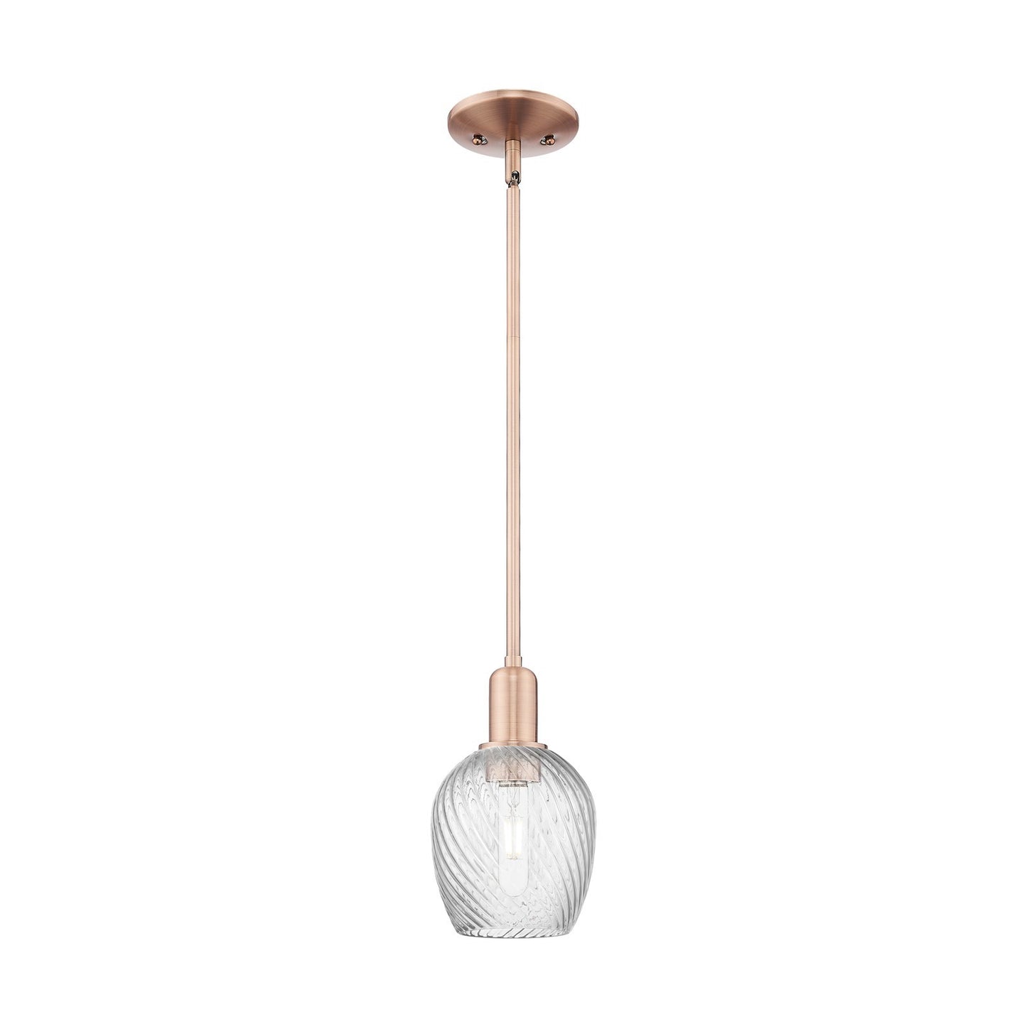 Innovations Salina 1-Light Mini Pendant | Industrial Antique Copper Steel and Clear Spiral Fluted Glass | Kitchen Island & Dining | Model 716-1S-AC-G292