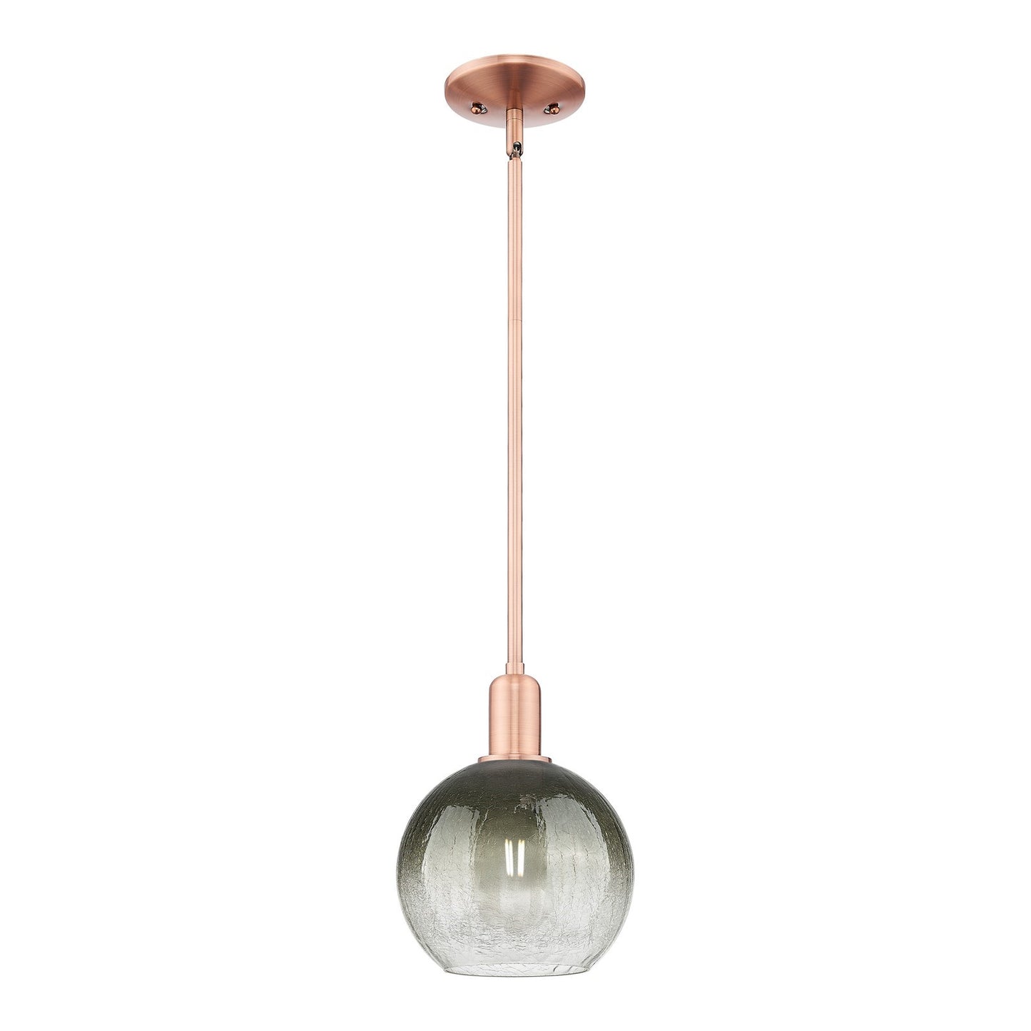 Innovations Brookhaven Globe 8in 1-Light Mini Pendant | Industrial Antique Copper Steel and Slate Glass | Kitchen Island & | Model 716-1S-AC-G483-8SL