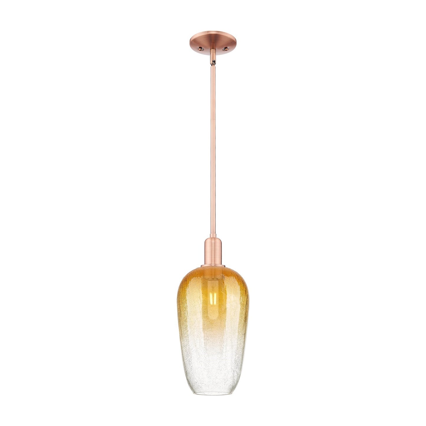 Innovations Brookhaven Flute 7in 1-Light Mini Pendant | Industrial Antique Copper Steel and Amber Glass | Kitchen Island & | Model 716-1S-AC-G484-7AM