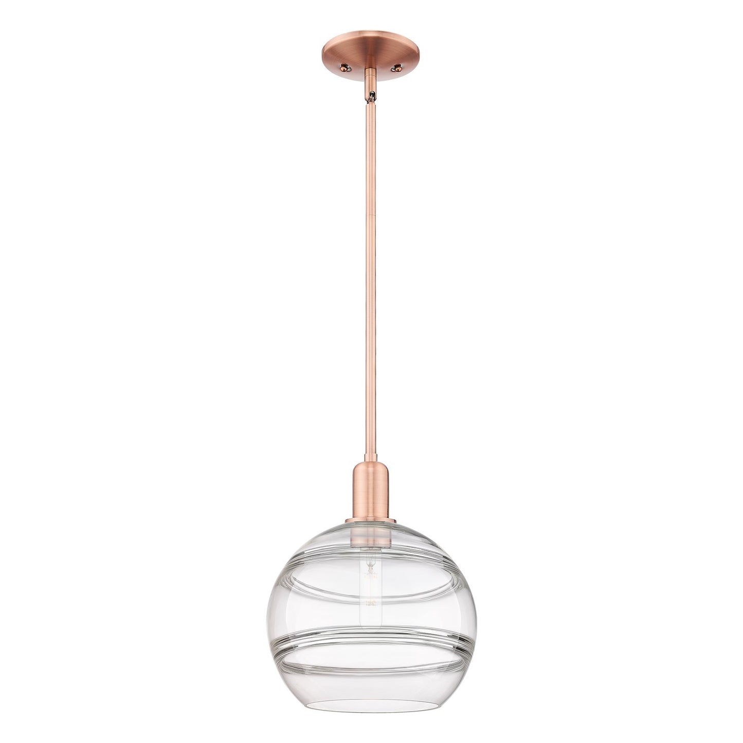 Innovations Rochester 10in 1-Light Mini Pendant | Industrial Antique Copper Steel and Clear Glass | Kitchen Island & Dining | Model 716-1S-AC-G556-10CL